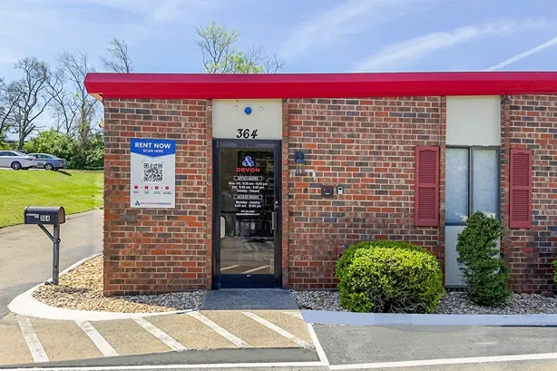 Exterior view of front entrance to Devon Self Storage in Hendersonville at Devon Self Storage - Main Street