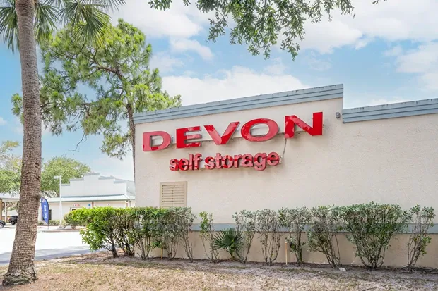 Devon Self Storage facility exterior with branded signage