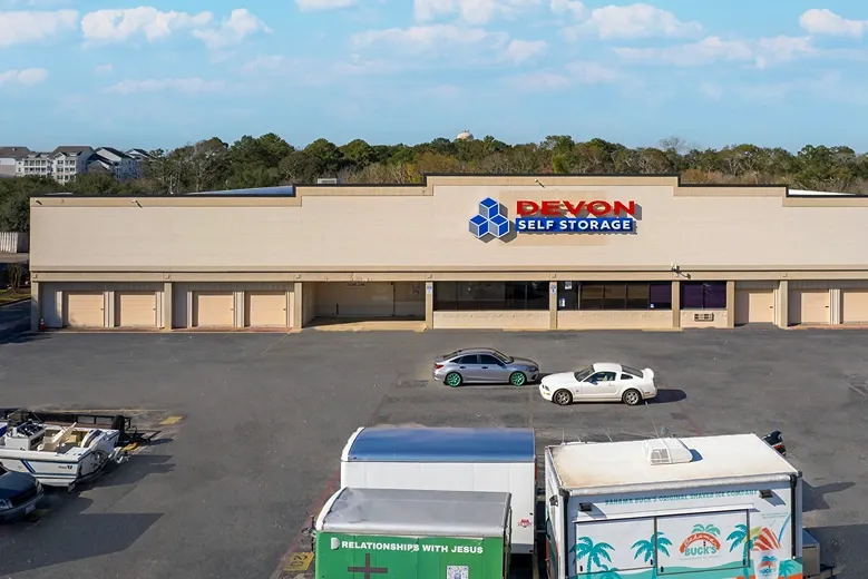 Exterior view of the parking storage at Devon Self Storage League City, Texas