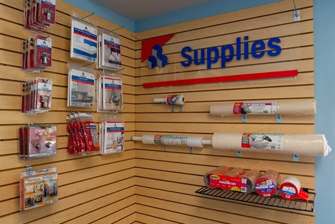 Self Storage in Pittsburgh, PA wall of supplies