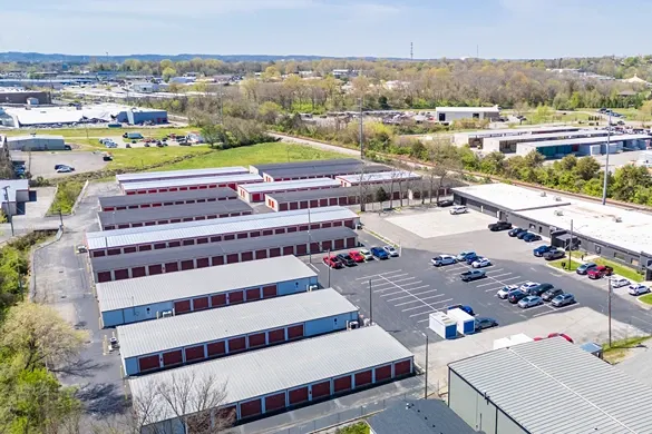 Drone view of storage facility in Hendersonville at Devon Self Storage - Main Street
