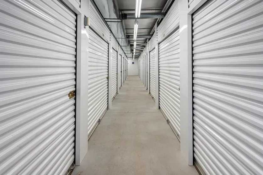 Hallway view of storage units Devon Self Storage - Stage Coach Trail in Greensboro, NC