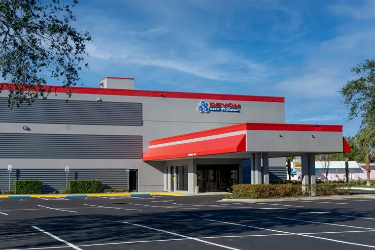 Modern climate-controlled self storage facility exterior