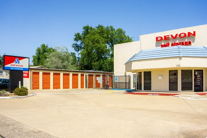Exterior view of entrance at Devon Self Storage- Hazel in Orangevale, CA