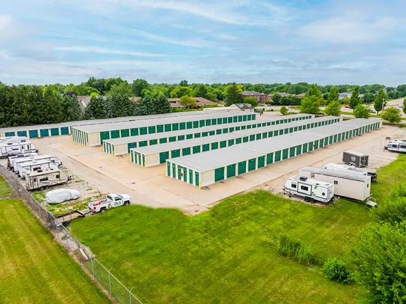 Self storage facility with drive-up units and dedicated RV and vehicle storage area