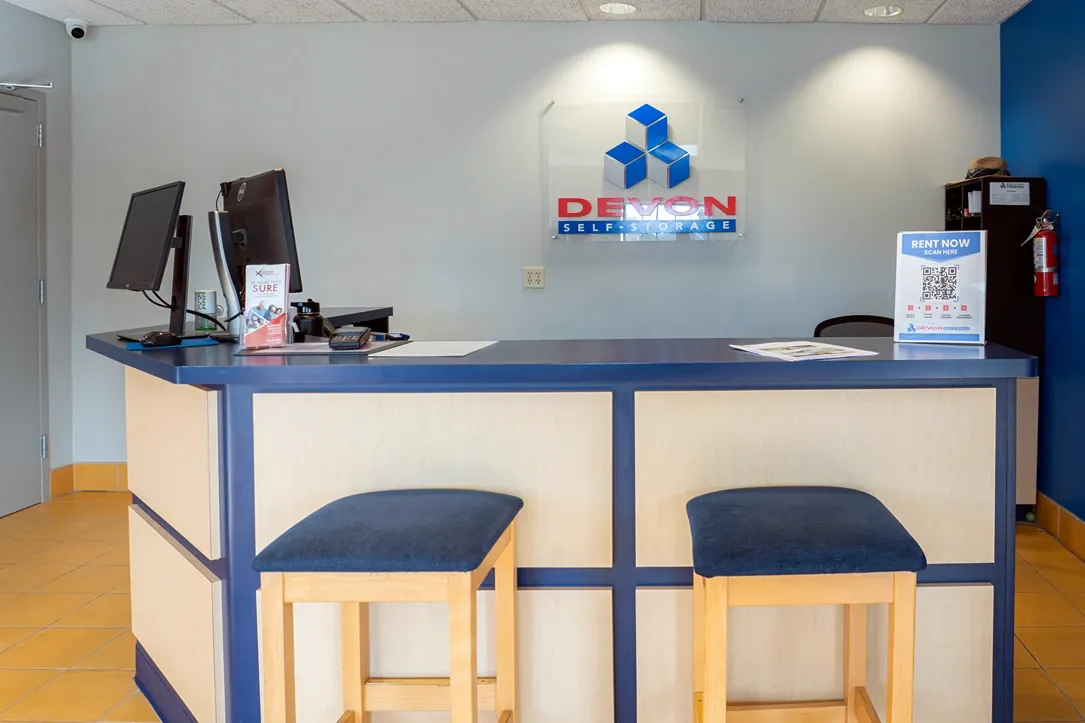 Office area at Devon Self Storage in Lafayette, LA, on Congress Street