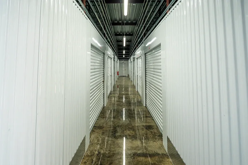 Indoor hallway of storage facility