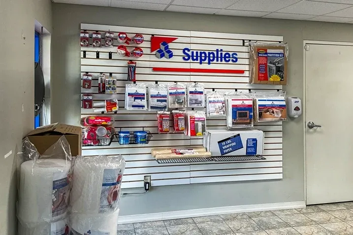 Devon Self Storage - Harrisburg wall of storage supplies