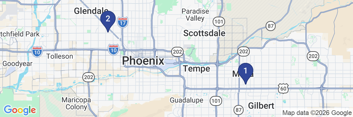 Map showing facility locations
