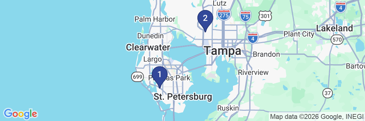 Map showing facility locations
