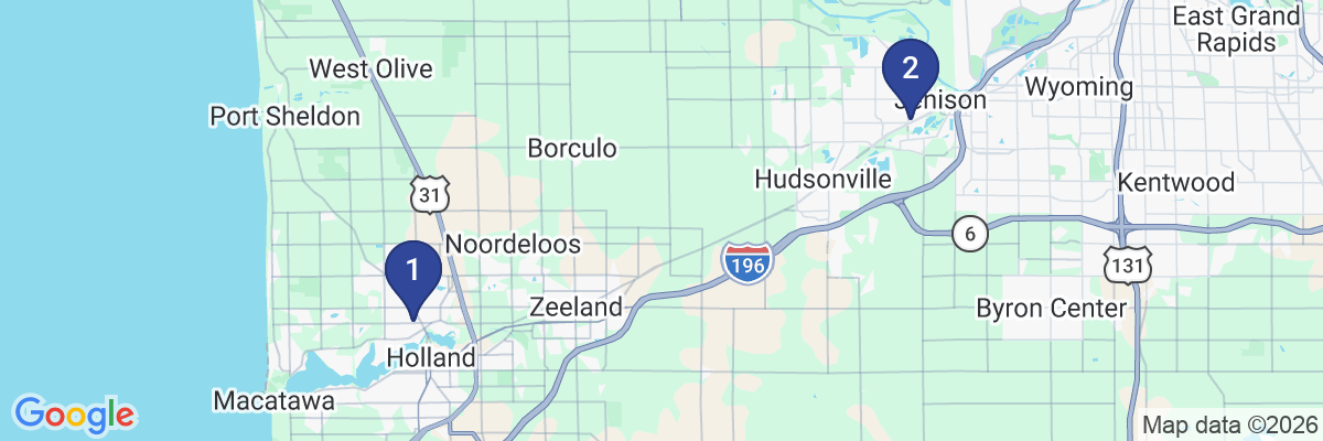 Map showing facility locations