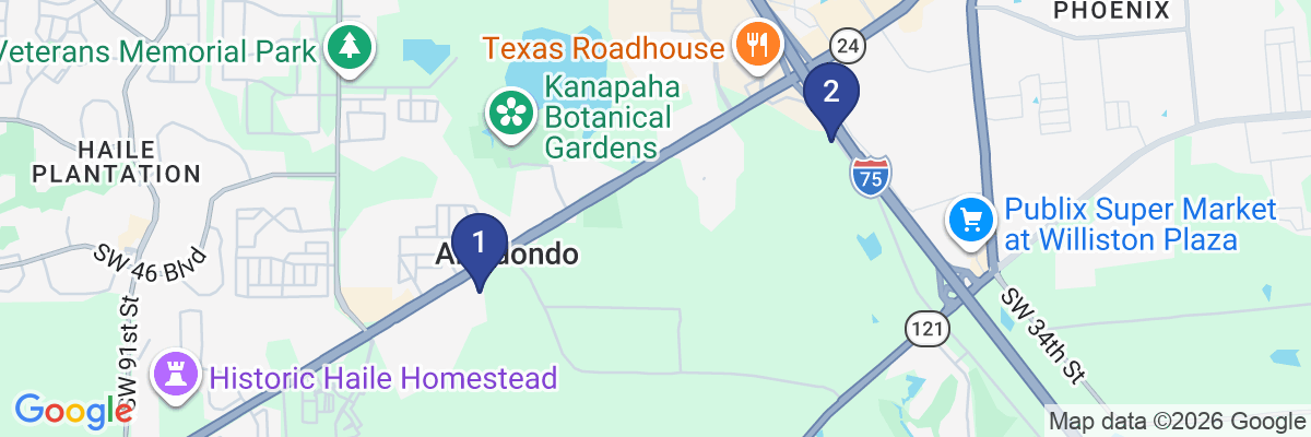 Map showing facility locations