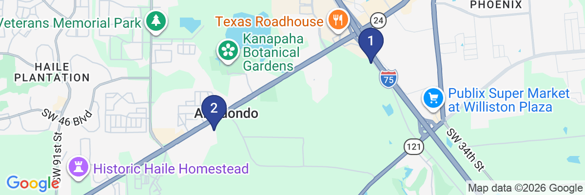 Map showing facility locations