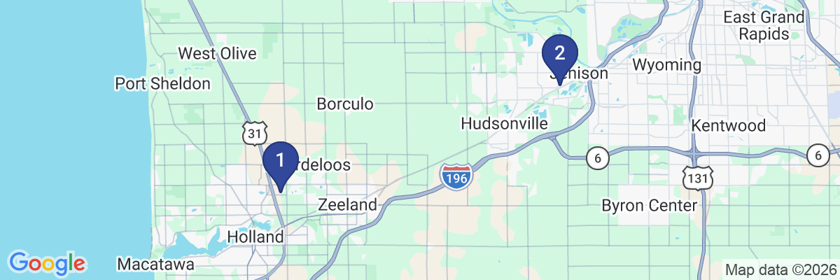 Map showing facility locations