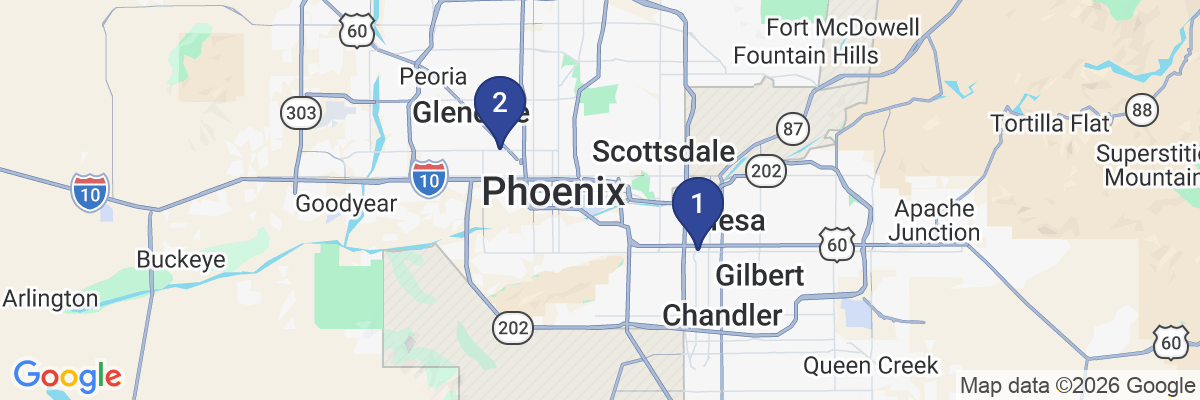 Map showing facility locations