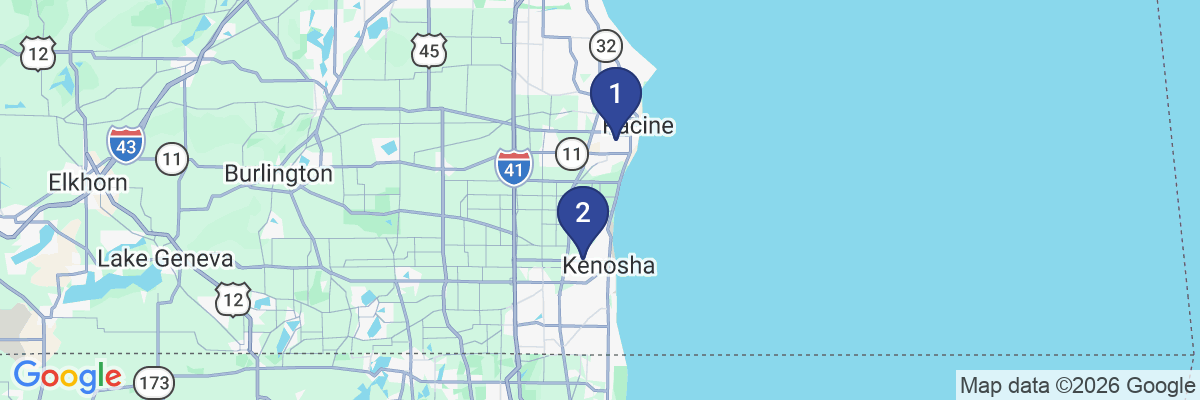 Map showing facility locations