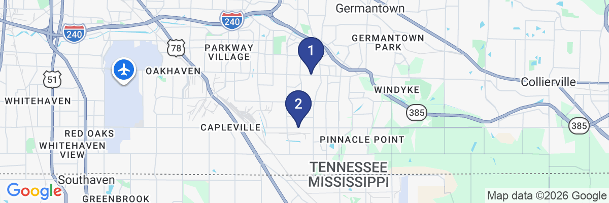 Map showing facility locations