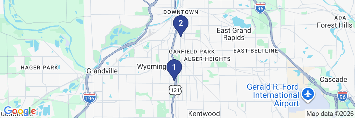 Map showing facility locations