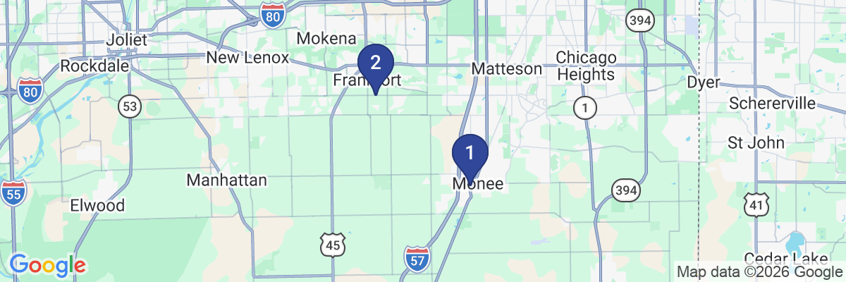 Map showing facility locations