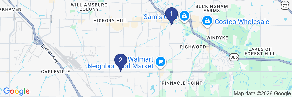 Map showing facility locations