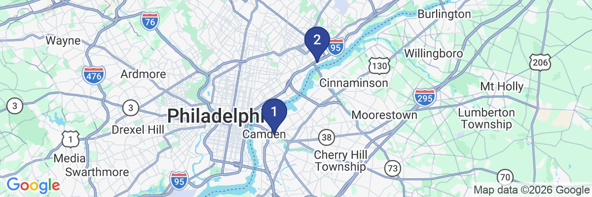 Map showing facility locations