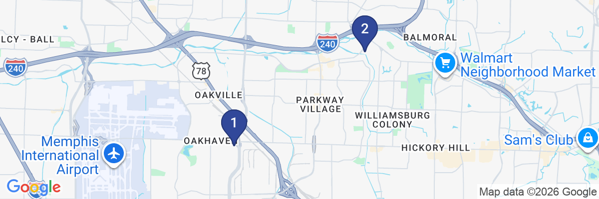 Map showing facility locations