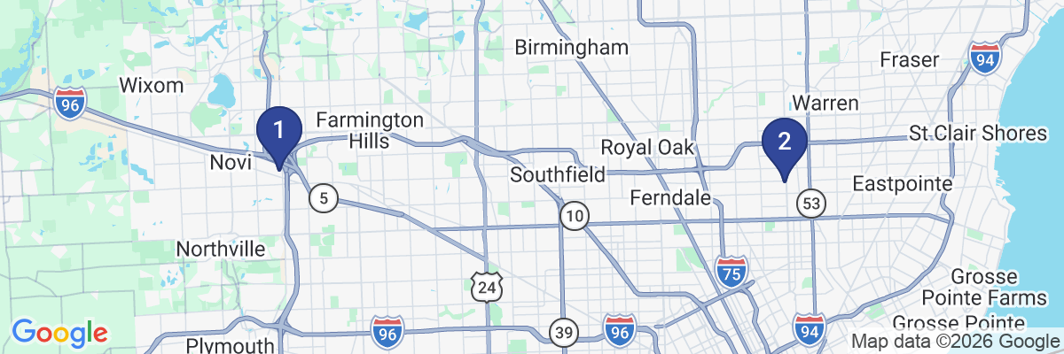 Map showing facility locations