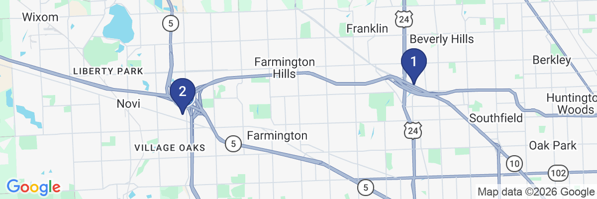 Map showing facility locations