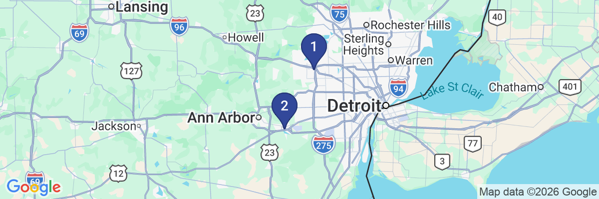 Map showing facility locations