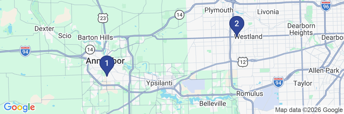 Map showing facility locations