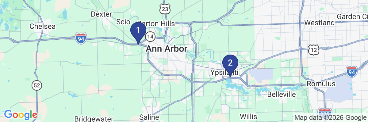 Map showing facility locations
