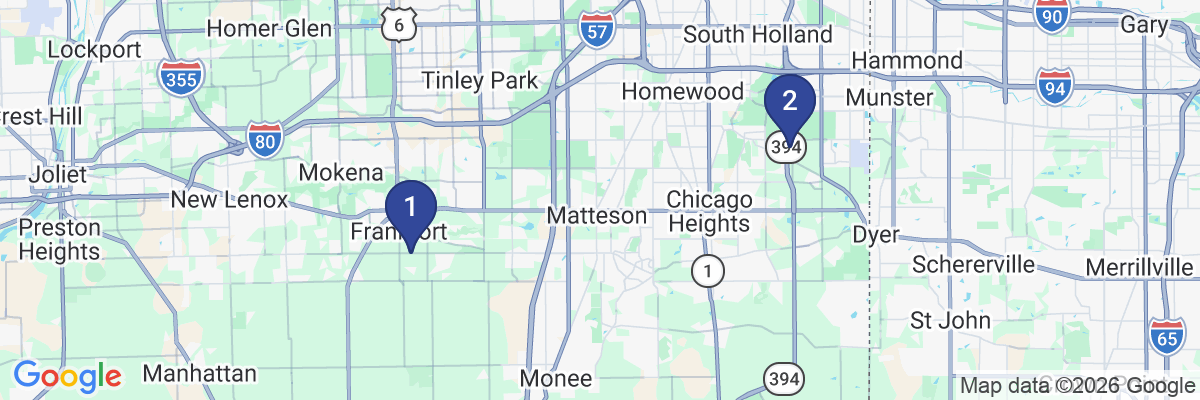 Map showing facility locations