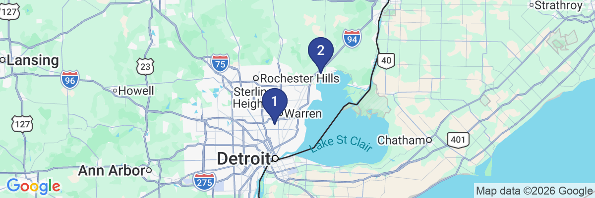 Map showing facility locations