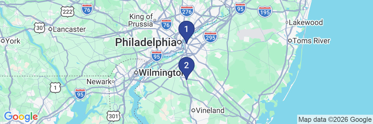 Map showing facility locations