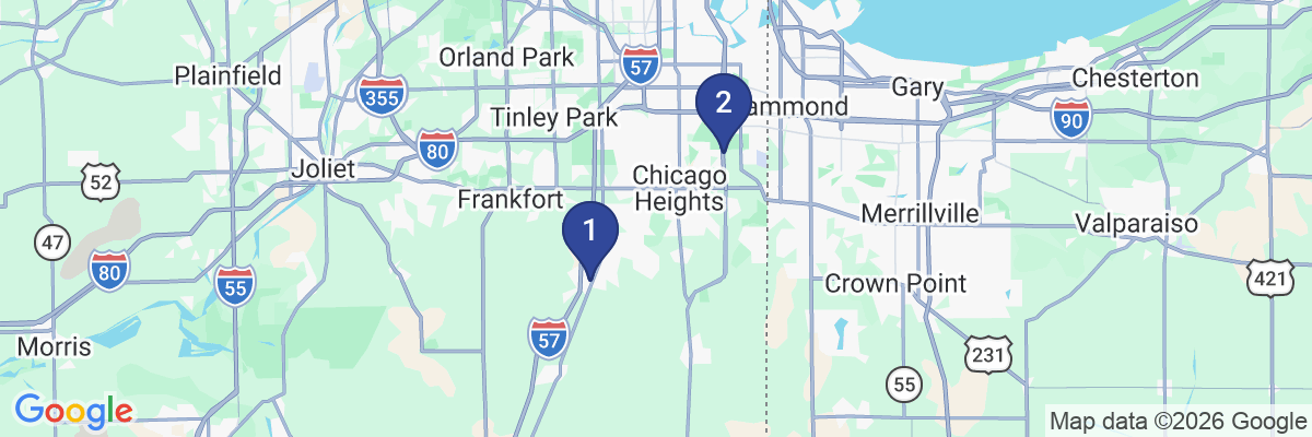 Map showing facility locations