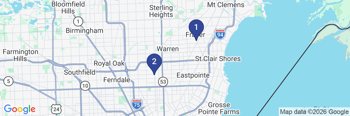 Map showing facility locations