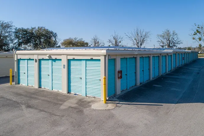 Drive-up storage units with roll-up doors and convenient ground-level access