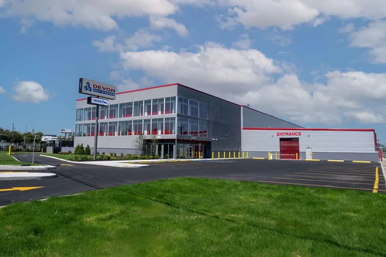 Devon Self Storage - Admiral Wilson, NJ, entrance to drive through units, outdoor parking