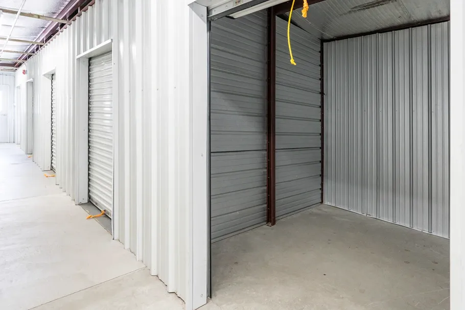 open, storage unit at Devon Self Storage In Lowell, MA