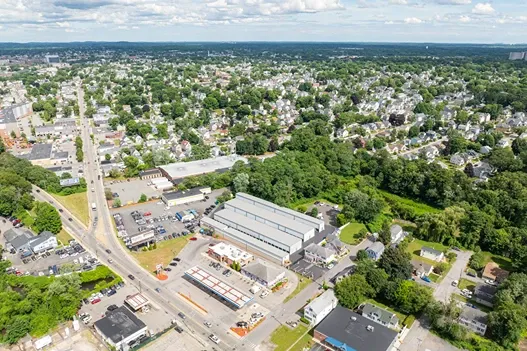 Drone view of Self Storage Units in Lowell, MA on Duren Ave