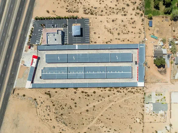 Rooftop view of storage unit facility in West Apple Valley, CA, at Devon Self Storage - West Apple Valley