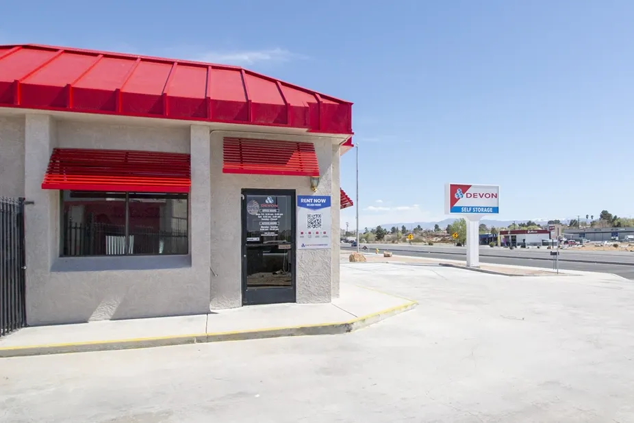 Entrance to storage facility in West Apple Valley, CA, at Devon Self Storage - West Apple Valley