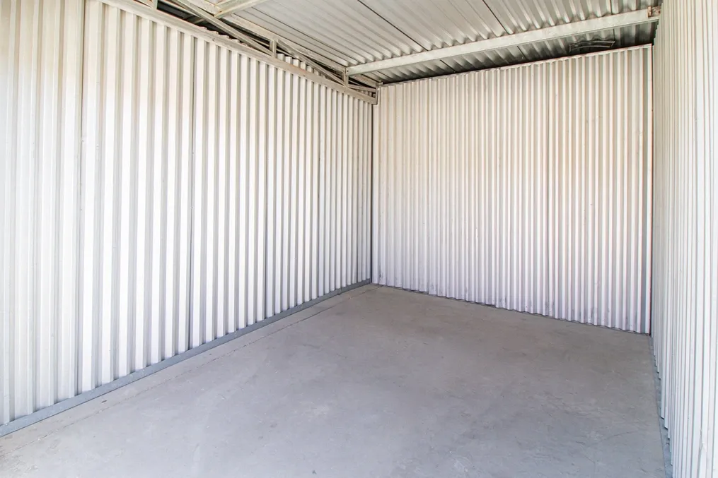 Inside a large storge unit in Apple Valley, CA, at Devon Self Storage - Highway 18 #1