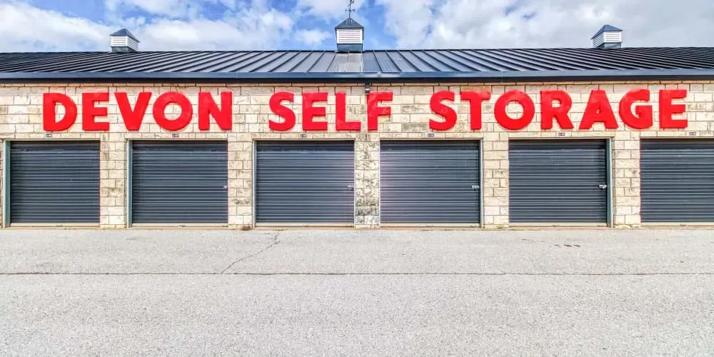 The exterior of Devon Self Storage in Yukon, Oklahoma