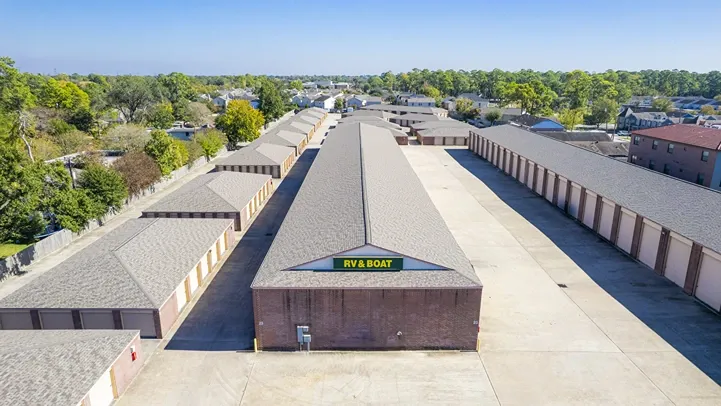 Aerial view of storage units